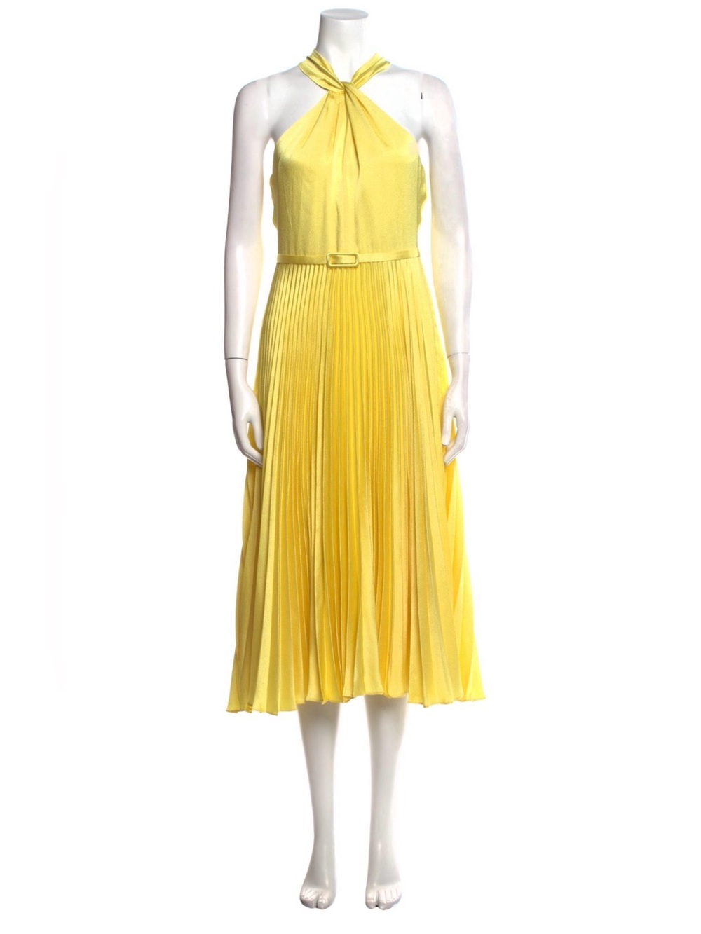 ML Monique Lhuillier Halterneck Long Dress Size M, US 6, Yellow